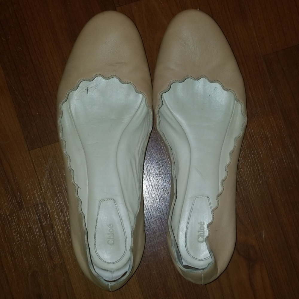 Chloe scallop scalloped flat 38.5 38 1/2 nude